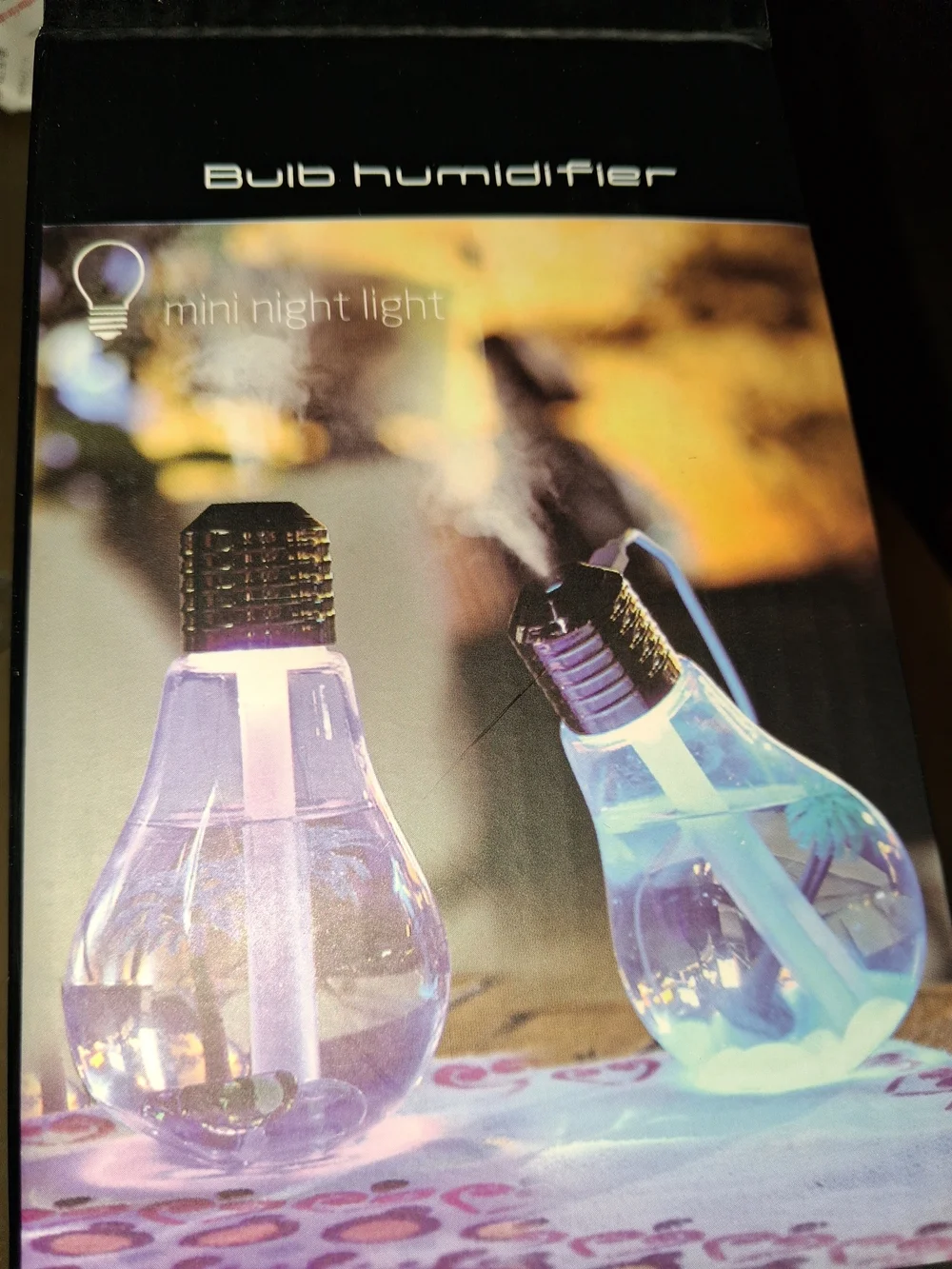 Bulb Humidifier - Pink and Blue LED Lighted Aromatherapy Diffuser